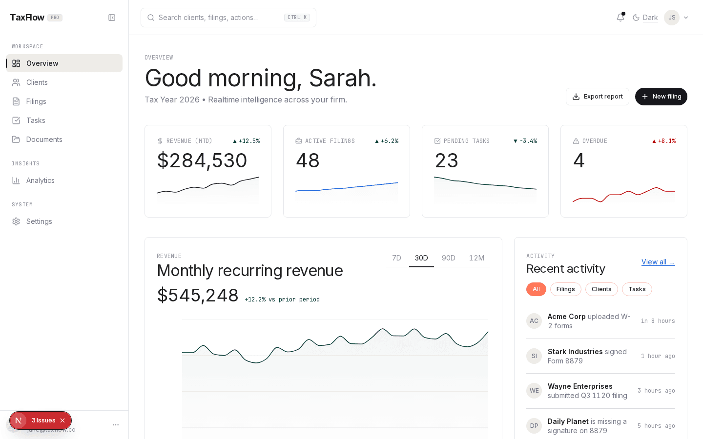 TaxFlow Pro — Tax Practice SaaS thumbnail 2