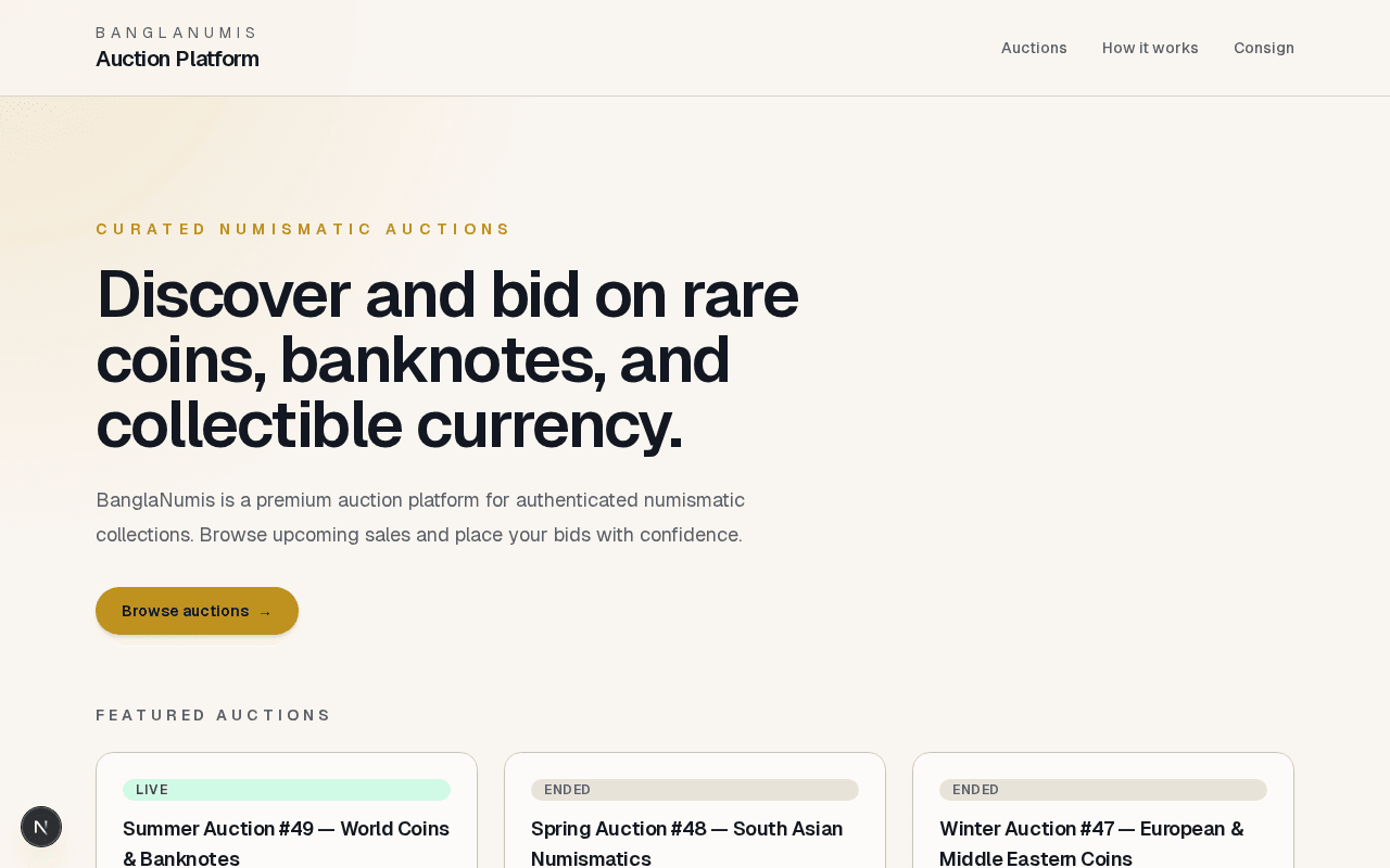 Numismatic Auction Platform preview