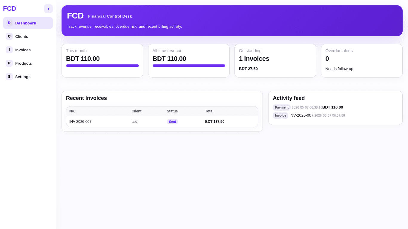 Financial Control Desk — Offline Invoicing Desktop App preview